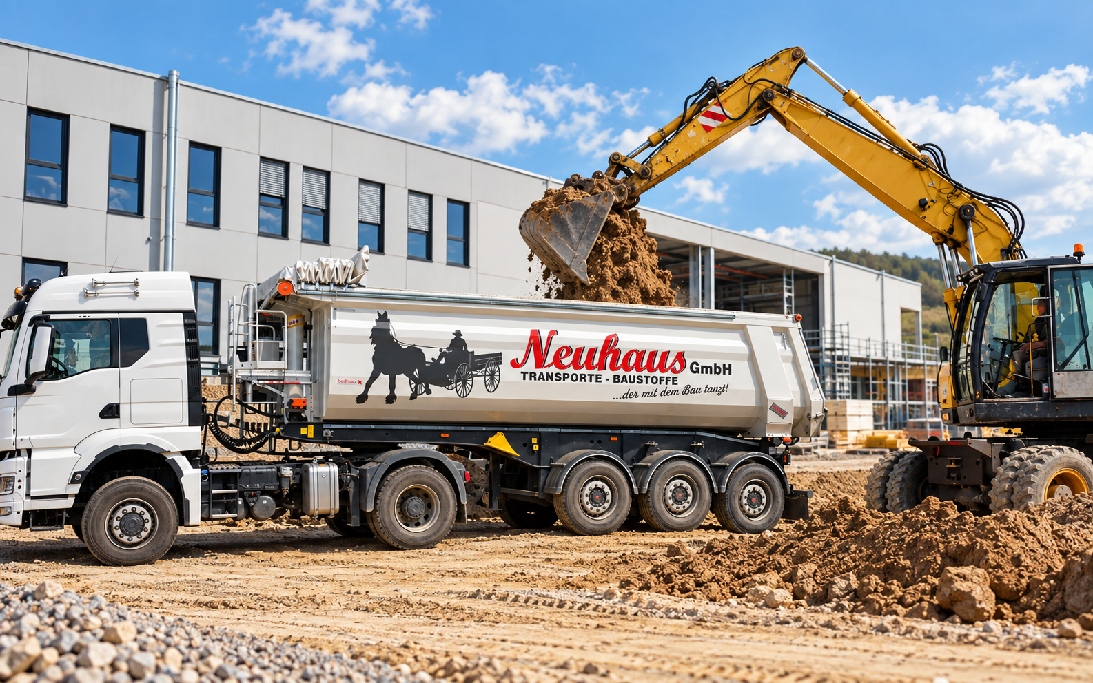 Baumaschinen beim Baustelleneinsatz